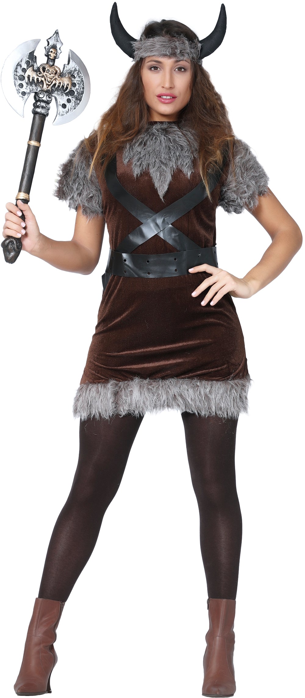 Déguisement Viking Femme Adulte - Robe, Bandeau et Ceinture