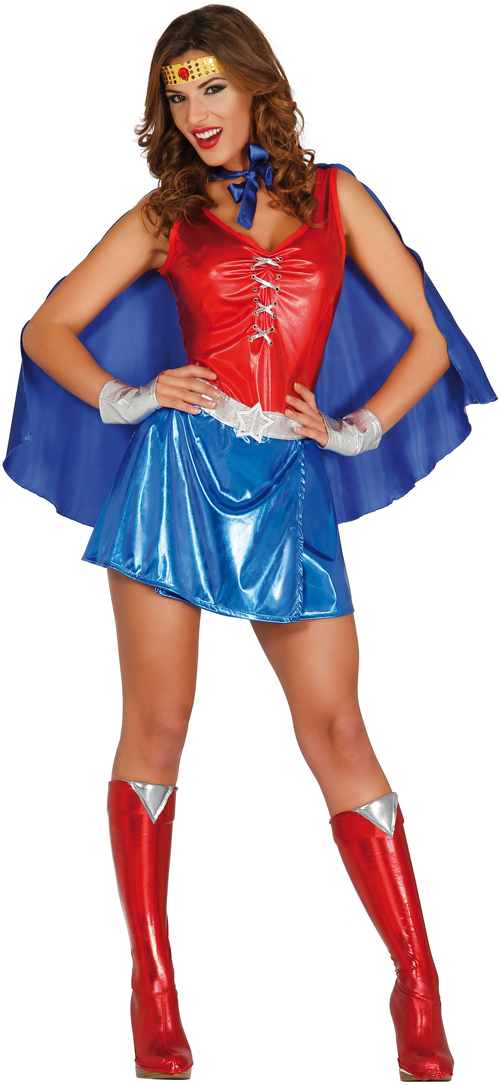 Déguisement Power Woman Femme - Cape, Bandeau, Ceinture et Robe