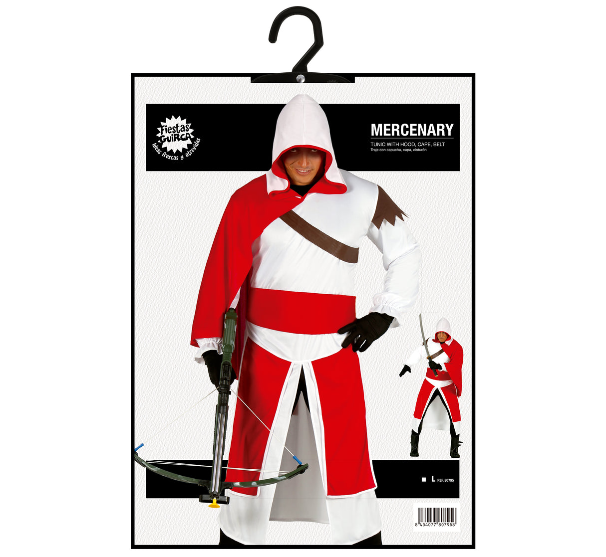Déguisement chevalier adulte rouge et blanc - taille L