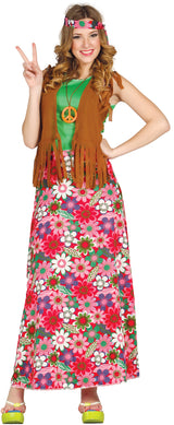 Déguisement hippie femme - multicolore et brun - adulte