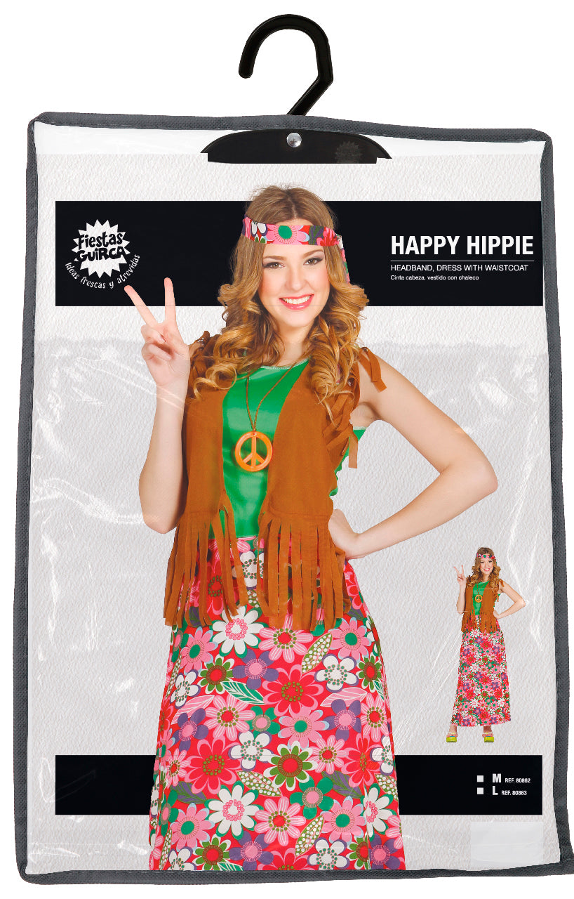 Déguisement hippie femme - multicolore et brun - adulte