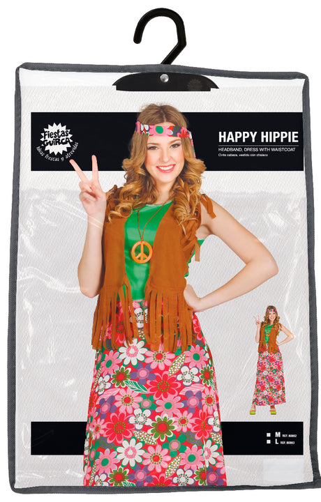 Déguisement hippie femme - multicolore et brun - adulte