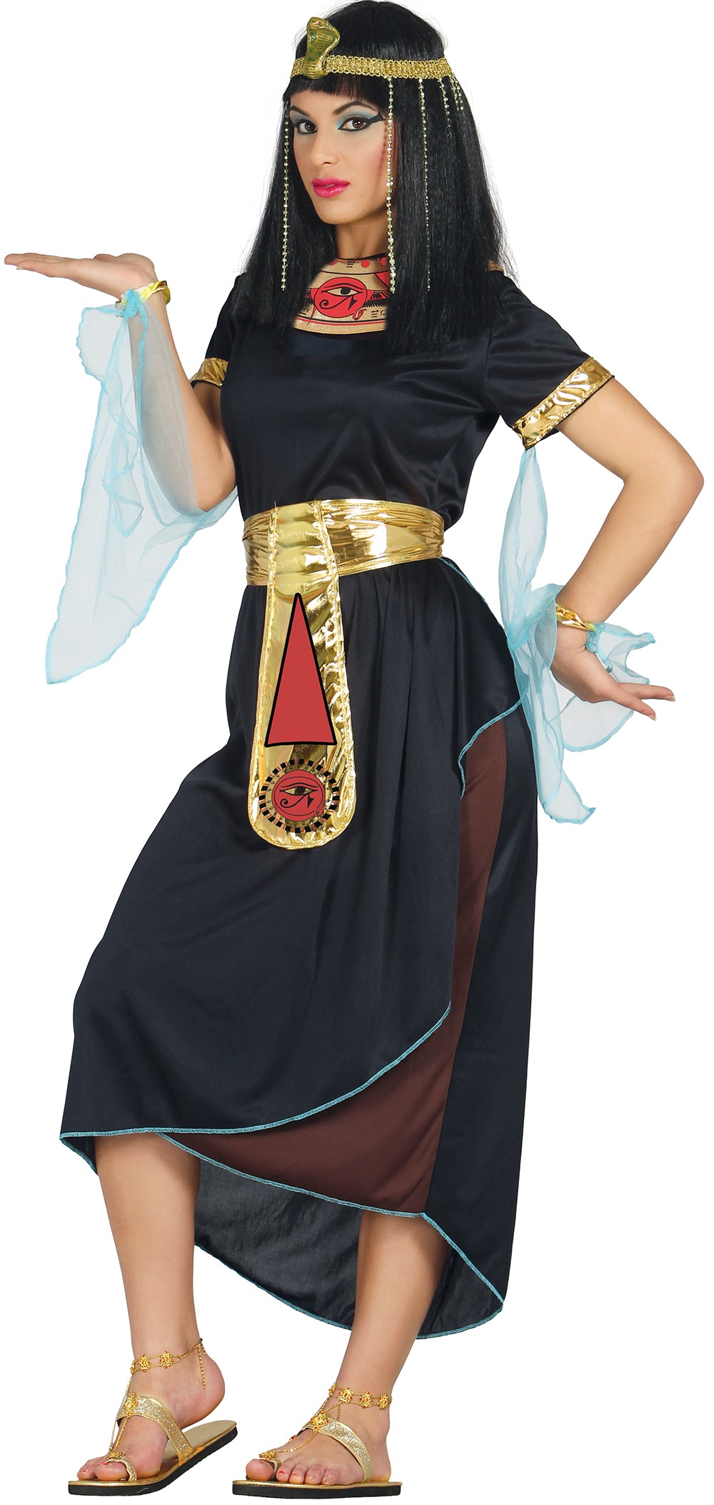 Déguisement Égyptienne Noire Femme - Robe, Ceinture et Col