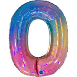 Ballon chiffre - Arc-en-ciel holographique - 40" - Gonflage Hélium en boutique
