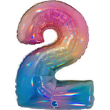 Ballon chiffre - Arc-en-ciel holographique - 40" - Gonflage Hélium en boutique