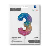Ballon chiffre - Arc-en-ciel holographique - 40" - Gonflage Hélium en boutique