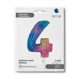 Ballon chiffre - Arc-en-ciel holographique - 40" - Gonflage Hélium en boutique