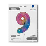 Ballon chiffre - Arc-en-ciel holographique - 40" - Gonflage Hélium en boutique