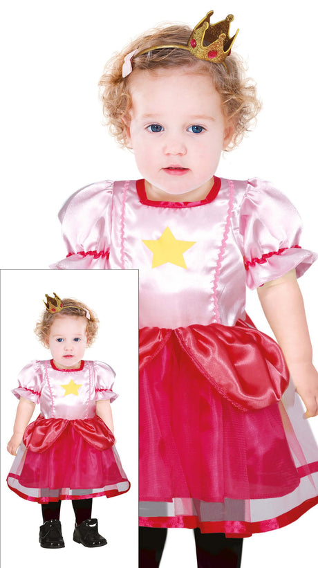 Baby girl pink star princess costume for 18 to 24 months made of polyester, ideal for baby and toddler dress-up and princess themed parties.