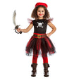 Girls pirate costume for children ages 3 to 4, featuring 100% polyester material, perfect for pirate-themed parties and dress-up.