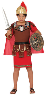Déguisement centurion romain enfant brun et rouge 5-6 ans