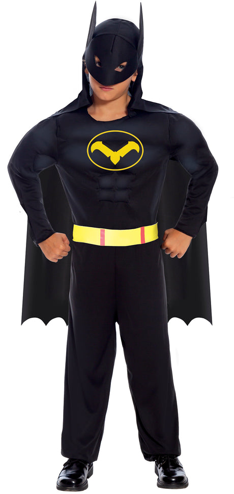 Déguisement Black Hero Garçon - Cape, Capuche et Ceinture