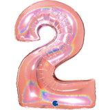 Ballon chiffre  - Rose gold holographique - 40" - Gonflage Hélium en boutique