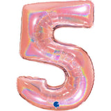 Ballon chiffre  - Rose gold holographique - 40" - Gonflage Hélium en boutique