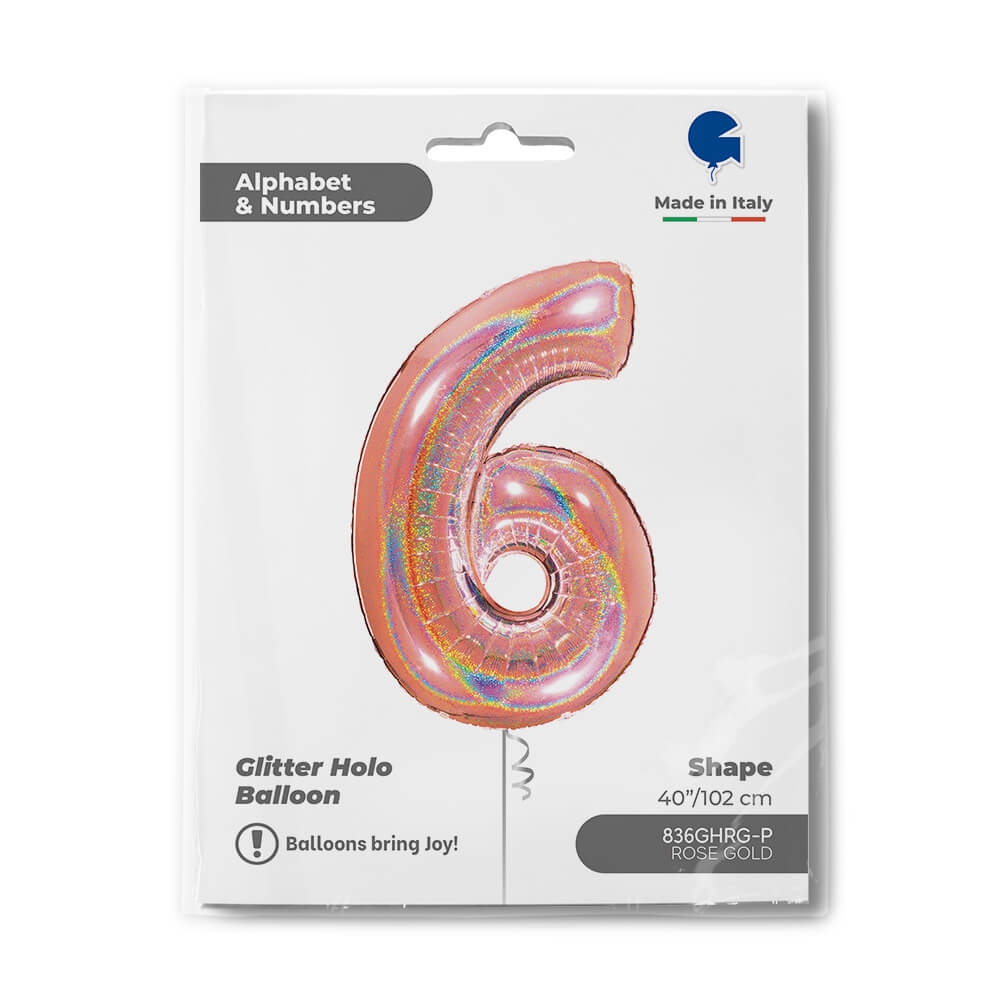 Ballon chiffre  - Rose gold holographique - 40" - Gonflage Hélium en boutique