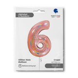 Ballon chiffre  - Rose gold holographique - 40" - Gonflage Hélium en boutique