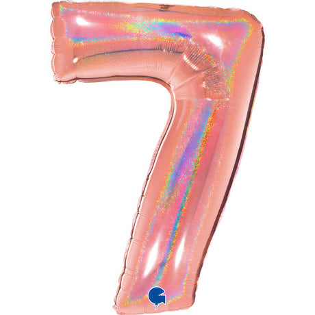 Ballon chiffre  - Rose gold holographique - 40" - Gonflage Hélium en boutique