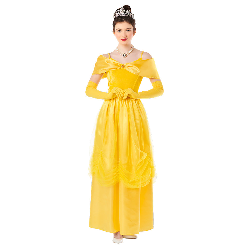 Adult royal princess costume for women in medium or large size, fairy tale themed, made of 100% polyester, ideal for adults.