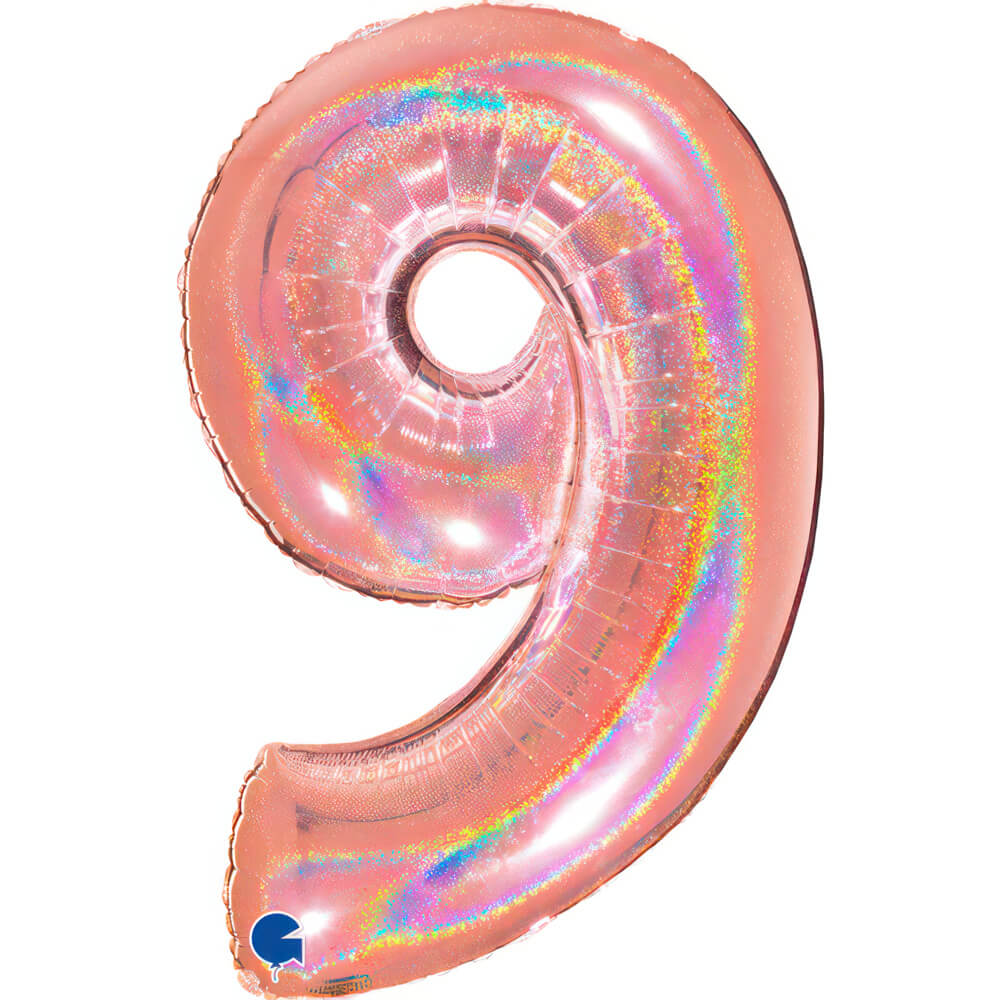 Ballon chiffre  - Rose gold holographique - 40" - Gonflage Hélium en boutique