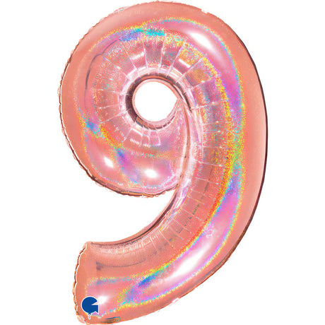 Ballon chiffre  - Rose gold holographique - 40" - Gonflage Hélium en boutique