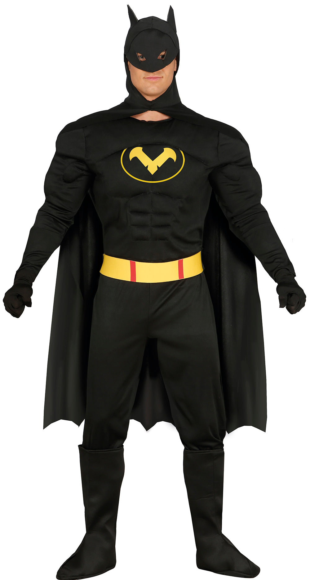 Déguisement Black Hero Homme - Cape, Capuche, Ceinture et Combinaison