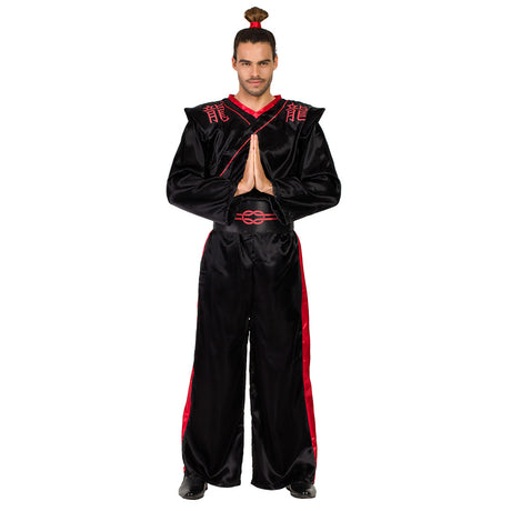 Adult men's XL samurai costume made of 100% polyester, perfect for ninja or warrior themed parties and cosplay.