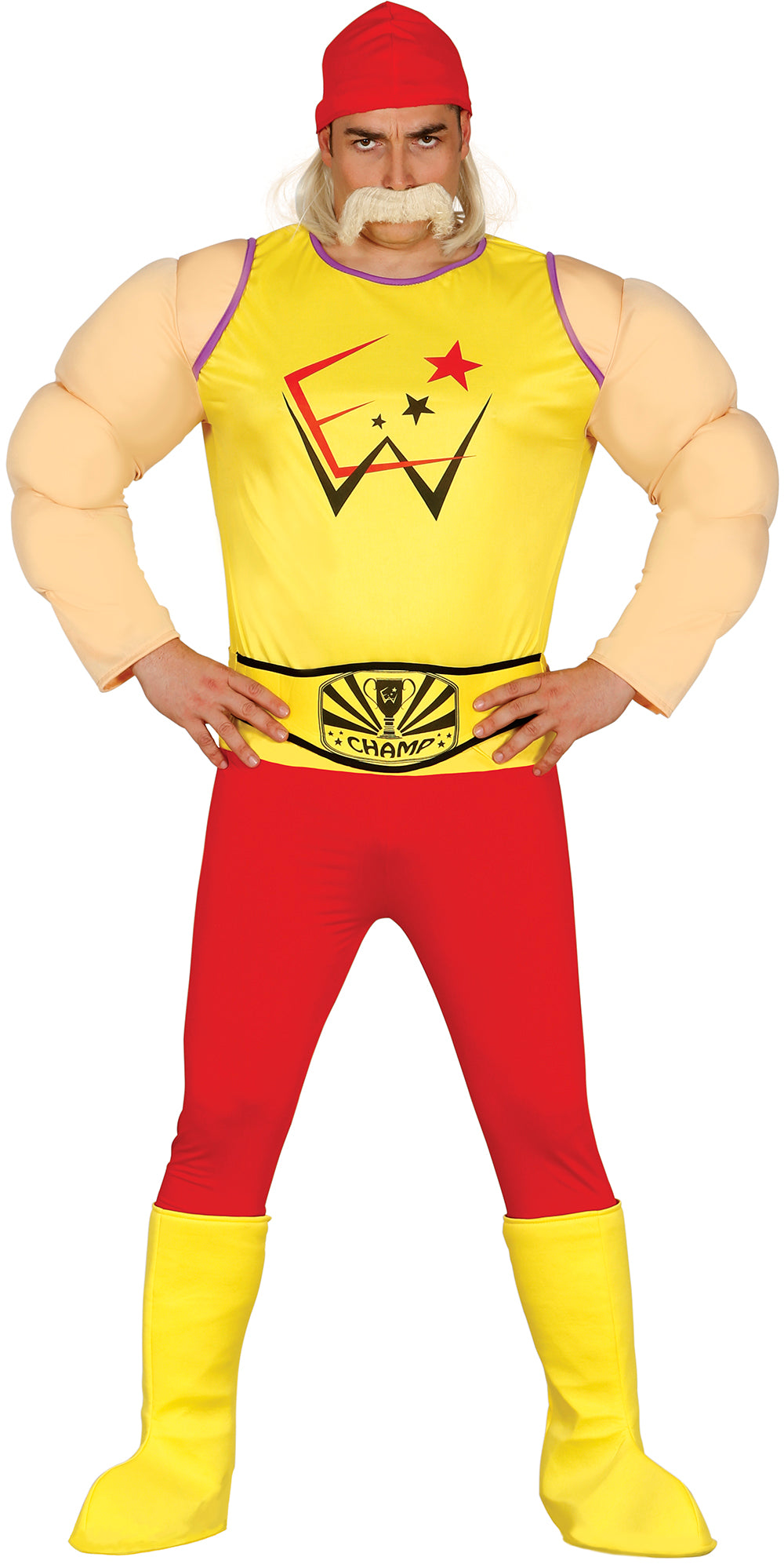 Déguisement Lutteur Homme - T-Shirt, Muscles et Pantalon