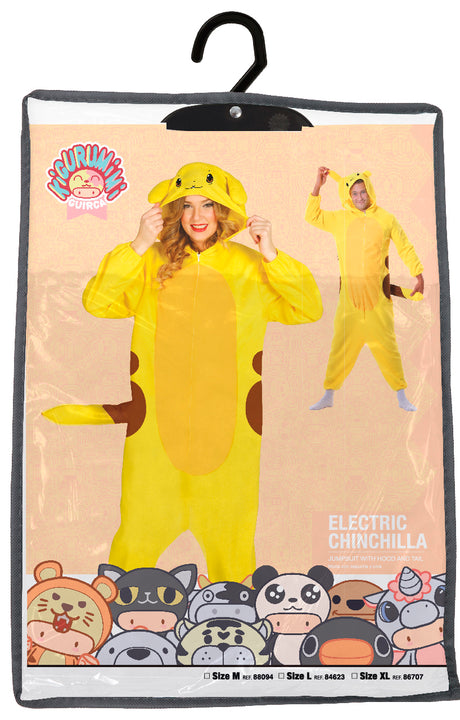 Déguisement chinchilla jaune et brun adulte - polyester