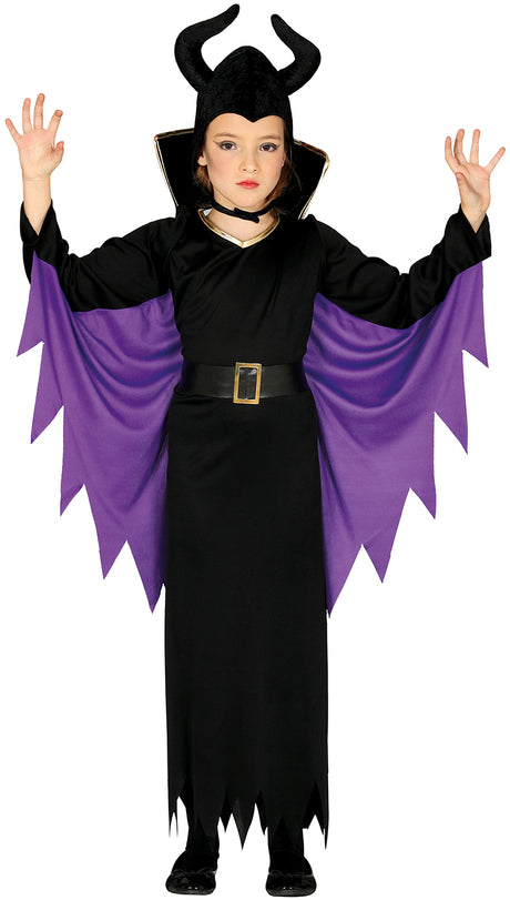 Déguisement fée méchante enfant noir et lilas