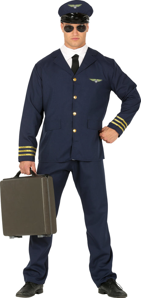 Déguisement Pilote Homme - Chemise, Veste, Cravate, Casquett