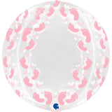 Ballon globe rose transparent 4D - 19" - Gonflage Hélium en boutique
