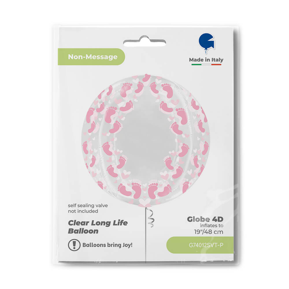 Ballon globe rose transparent 4D - 19" - Gonflage Hélium en boutique