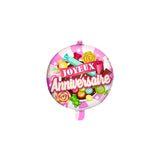 Ballon foil rond bonbon bleu – Joyeux Anniversaire – 45 cm – hélium/air
