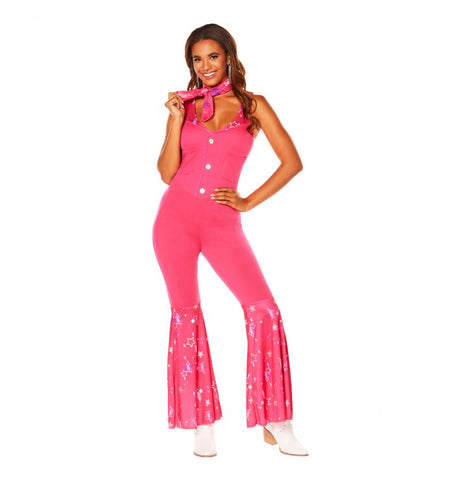 The image features a Barbie-themed party set inspired by "Barbie: The Movie," showcasing two pieces of Western-style party accessories.