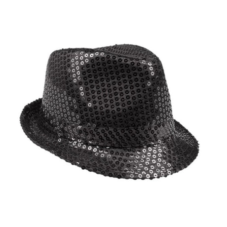 Chapeau borsalino à sequins argent – soirée disco, cabaret, années 20