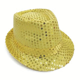 Chapeau borsalino à sequins argent – soirée disco, cabaret, années 20