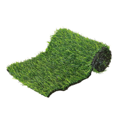 The image shows a table runner designed to resemble artificial grass, measuring 20cm by 1m, likely intended for party or event decoration.