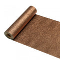 The image shows a roll of premium chocolate-colored sequin table runner, measuring 30cm x 5m, designed for party table decoration.