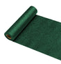 The image shows a green sequin table runner, likely intended for festive or party table settings.