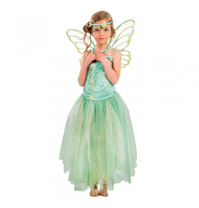 The image shows a fairy-themed party decoration set featuring a large cardboard cutout of a fairy character named Danae Rose, measuring 128 cm, with three pieces included.