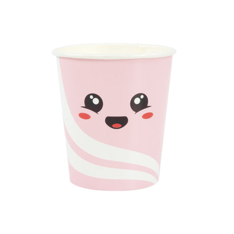 Pack de 8 gobelets 200 ml Sweety Junk Food, motif exclusif , en papier FSC avec intérieur PLA compostable, idéal pour anniversaire et fête à thème