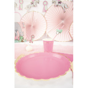Gobelets festonnés rose néon et or – compostables –  – lot de 8