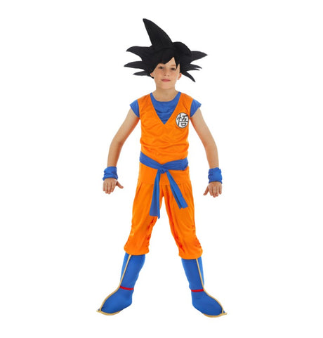 The image features a set of seven Dragon Ball Z-themed party decorations, specifically large cutouts of the character Goku in his Super Saiyan form, each measuring 116 cm.