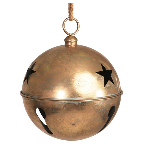 The image shows a metallic jingle bell (grelot) in a gold or copper color, with a diameter of 3.