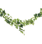 The image shows a decorative garland made of artificial variegated ivy leaves, designed for party or event decoration.