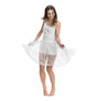 The image shows a short white skirt designed for summer festivals, likely intended as a costume or party outfit.
