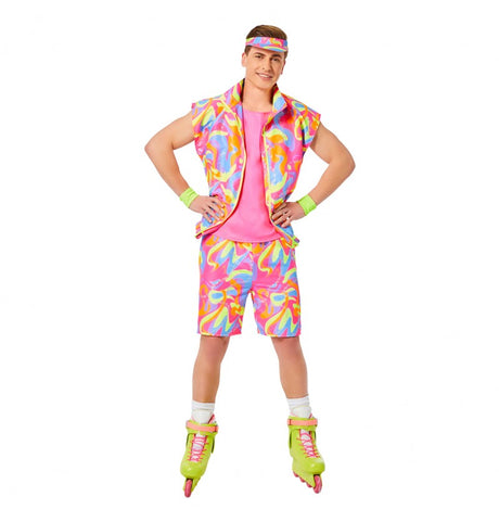 The image shows a set of four party accessories themed around Ken from "Barbie: The Movie," specifically roller skate-themed items.