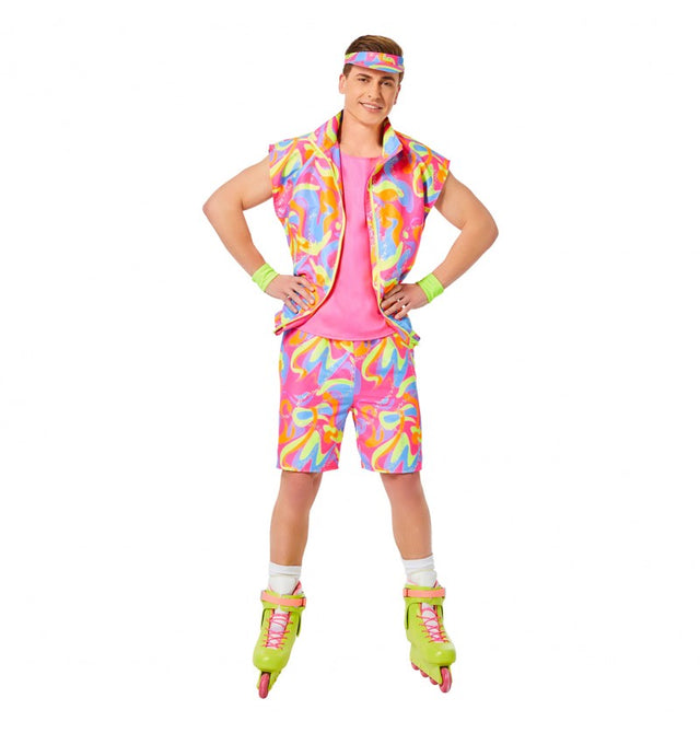 The image shows a set of four party accessories themed around Ken from "Barbie: The Movie," specifically roller skate-themed items.