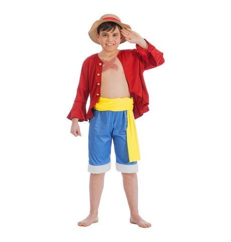 The image shows a set of four party decorations featuring the character Luffy from the anime "One Piece." The decorations are large, colorful, and designed for a themed party setting.