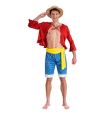 The image shows a set of four party masks featuring the character Luffy from the anime "One Piece." The masks are designed for party use, likely for children or anime-themed events.